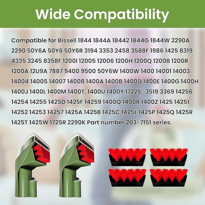 1400B Little Green Machine Attachments for Bissell–3 Tough Stain Brush Tool Replacement Compatible with 1400B 3860 1425 1400W 1400 1844 2290A Series,Green,2 Brush,4 Replacement Brush - Image 3